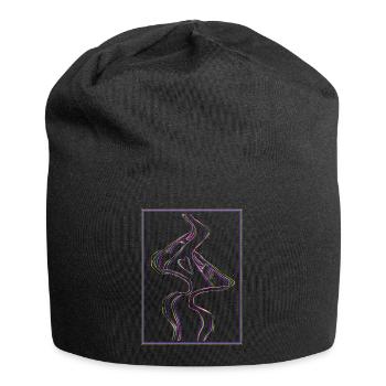Kissing mouths in rainbow frame - Jersey Beanie - black - Front
