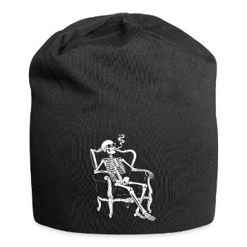 Skeleton on Sofa Smoke Chill - Jersey Beanie - black - Front