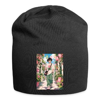 Spring walk through the Blumengasse - Jersey Beanie - black - Front