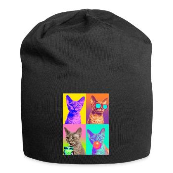 Cats Devon Rex Cat - Jersey Beanie - black - Front