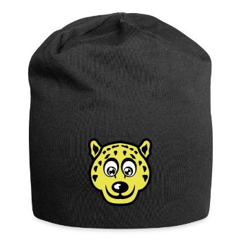 leopards animaux rigolo cartoon dessin face 14 - Bonnet en jersey - noir - Devant