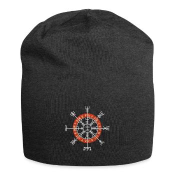 Yggdrasil Viking Helm of Awe Vegvisir Runen Gesc - Jersey Beanie - charcoal grey - Front