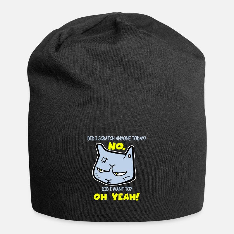 Sarcastic Funny Cat Scratched Today Cat - Jersey Beanie - black