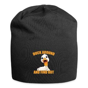 Womens Duck Around and Find Out Funny Knife Duck - Jersey Beanie - black - Front