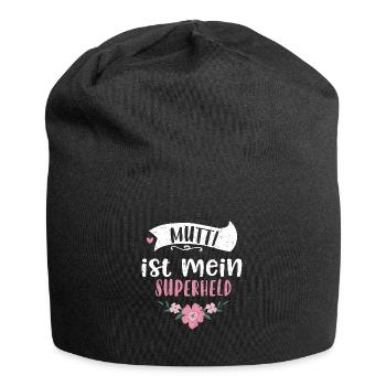 Mutti ist mein Superheld - Jersey-Beanie - Schwarz - Vorne