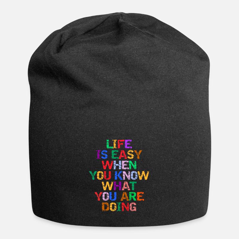 LIFE IS EASY - Jersey Beanie - black