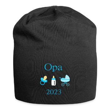 Opa 2023 Geburt Junge Vorlage personalisierbar - Jersey-Beanie - Schwarz - Vorne