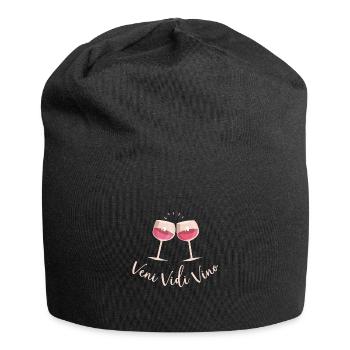 Veni Vidi Vino | Weinliebhaberin - Jersey-Beanie - Schwarz - Vorne