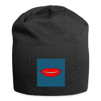 Pop-Art Lippen Lippenstift Poster bunt Geschenk - Jersey-Beanie - Schwarz - Vorne