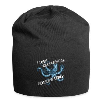 I love cephalopods, people hardly - Jersey Beanie - black - Front
