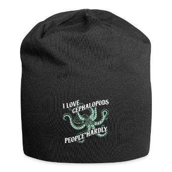 I love cephalopods, people hardly - Jersey Beanie - black - Front