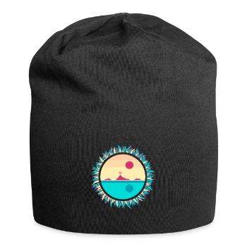 Berge und Meer - Jersey-Beanie - Schwarz - Vorne