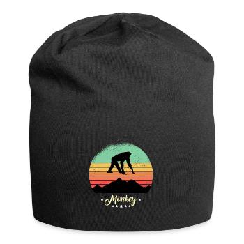 Monkey Vintage Animals Retro Sunset - Jersey Beanie - black - Front