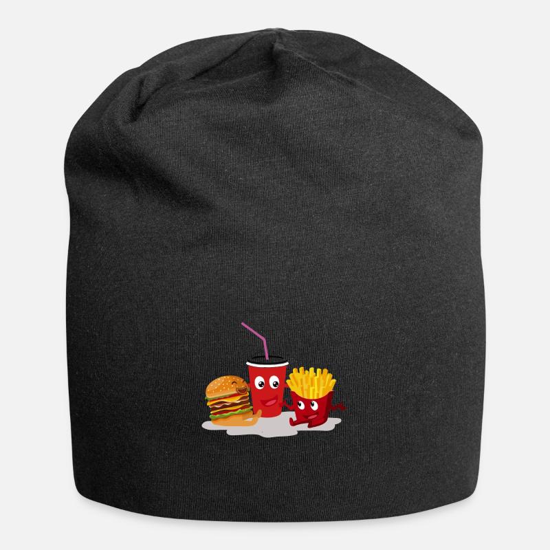 Burger frites et coca - Bonnet en jersey - noir