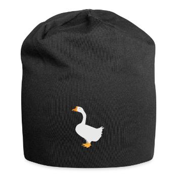 Weiße Gans stehend - Jersey-Beanie - Schwarz - Vorne