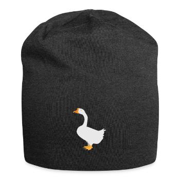 Weiße Gans stehend - Jersey-Beanie - Anthrazit - Vorne
