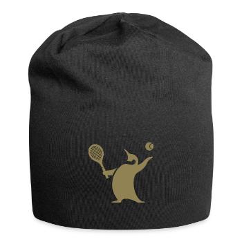 Pinguin Tennisspieler Silhouette Minimalistisch - Jersey-Beanie - Schwarz - Vorne