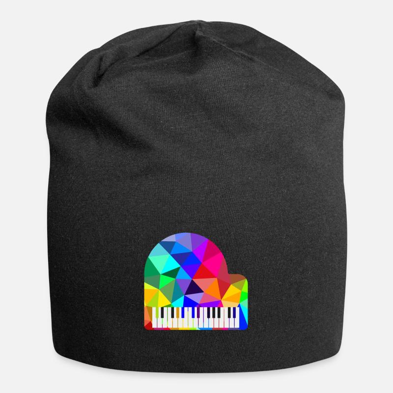 Bunte Regenbogen Klavier Polygon Pianist Rainbow - Jersey-Beanie - Schwarz