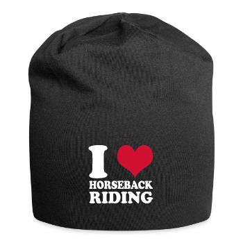 Reiten Reiterin Pferdemädchen I Love Horseback - Jersey-Beanie - Schwarz - Vorne