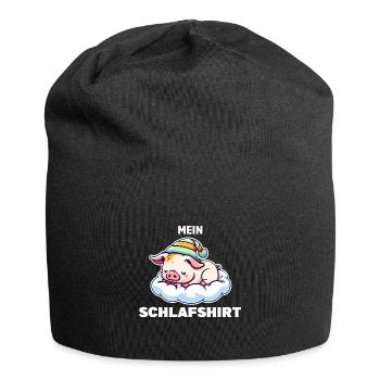 Schlafshirt Schwein Schlafanzug Geschenk - Jersey-Beanie - Schwarz - Vorne