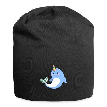 Kawaii narwhal unicorn - Jersey Beanie - black - Front