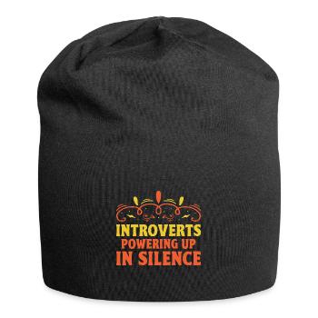 Introverts Powering Up In Silence Sayings For - Jersey Beanie - black - Front