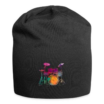 Water Color Style Drummer Drum Set Schlagzeuger - Jersey Beanie - black - Front