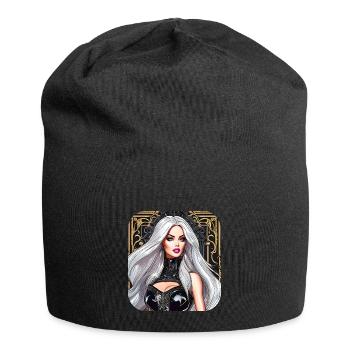 Anime Gothic Girl in Schwarz gold - Jersey-Beanie - Schwarz - Vorne