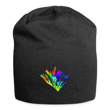 Coral Ocean Rainbow Animals Polygon - Jersey Beanie - black - Front