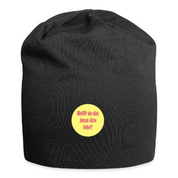 Weißt du das Jesus dich liebt? - Jersey-Beanie - Schwarz - Vorne