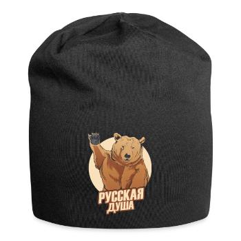 Russian bear with the slogan Russian soul for - Jersey Beanie - black - Front