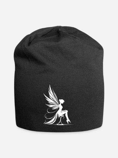 Thought wings in the moonlight - Jersey Beanie - black