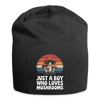 Pilz Pilze Funghi Champignon - Jersey-Beanie - Schwarz - Vorne