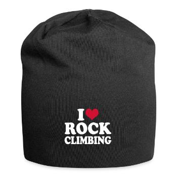 Klettern Kletterer I Love Rock Climbing - Jersey-Beanie - Schwarz - Vorne