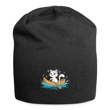 A Cat Boating Paddle Boat - Jersey Beanie - black - Front