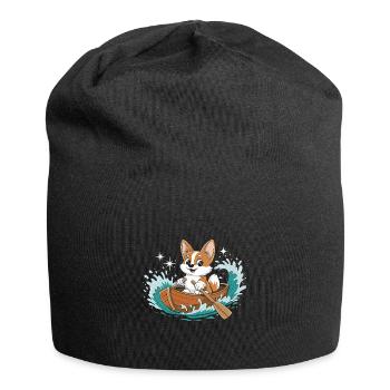 A Corgi Boating Paddle Boat - Jersey Beanie - black - Front