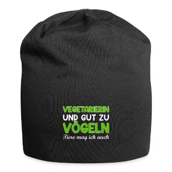 Vegetarierin Vögeln Spruch vegetarisch Geschenk - Jersey-Beanie - Schwarz - Vorne