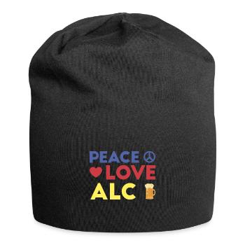 Peace Love Alcohol Geschenk - Jersey-Beanie - Schwarz - Vorne