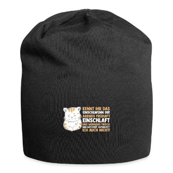 Lazy Late Riser Motivation Cat - Jersey Beanie - black - Front