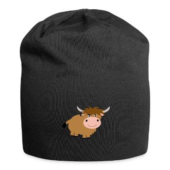 Highland Cattle Cow - Jersey Beanie - black - Front