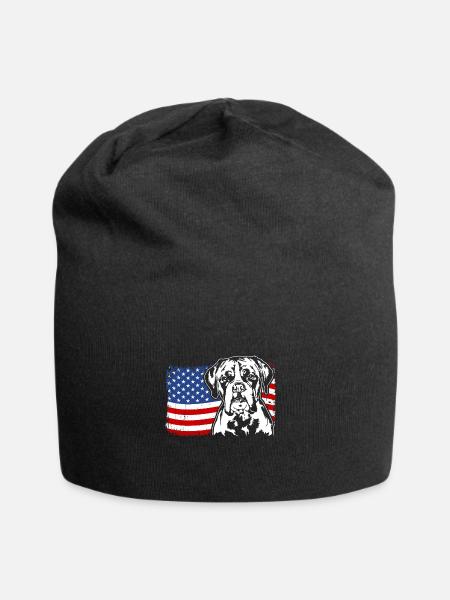 Boxer US Amerika Fahne Hunde Hund Wilsigns - Jersey-Beanie - Schwarz