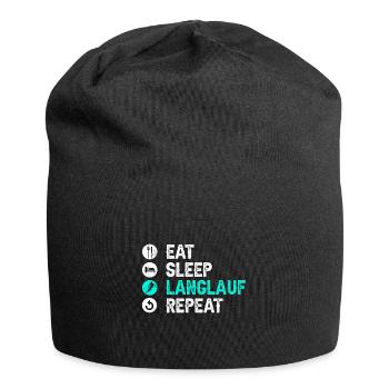 Eat Sleep Langlauf Repeat Wintersport Skifahrer La - Jersey-Beanie - Schwarz - Vorne