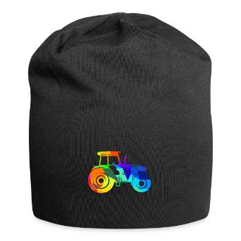Tractor Rainbow Polygon Agriculture Vehicle - Jersey Beanie - black - Front