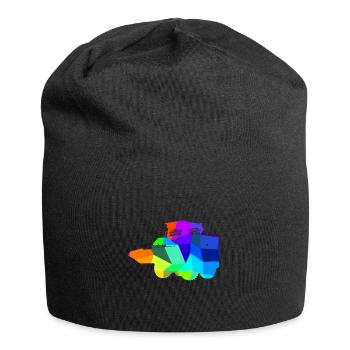 Kompaktlader Regenbogen Polygon Baufahrzeug - Jersey-Beanie - Schwarz - Vorne
