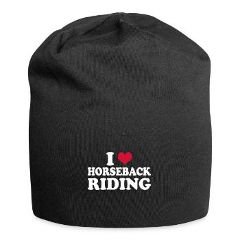Reiten Reiterin Pferdemädchen I Love Horseback - Jersey-Beanie - Schwarz - Vorne