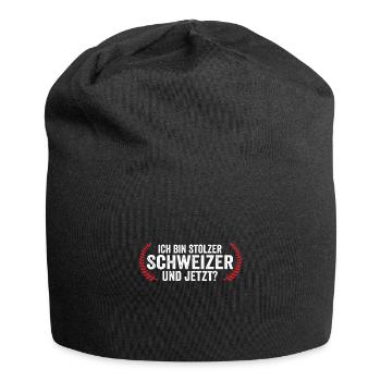 Schweizer Schweiz - Jersey-Beanie - Schwarz - Vorne