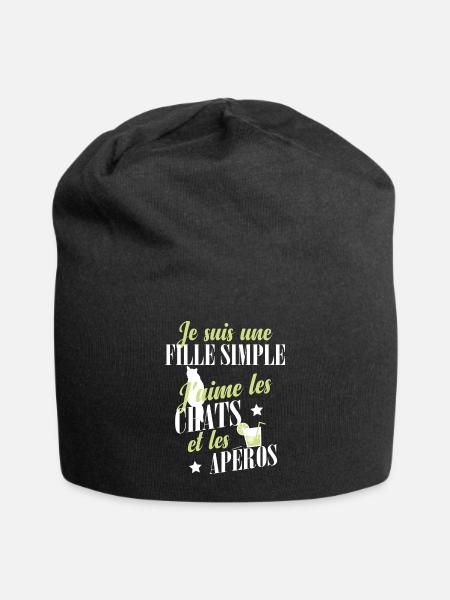 Chats - une fille simple - Bonnet en jersey - noir