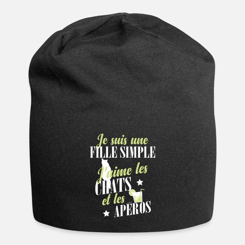 Chats - une fille simple - Bonnet en jersey - noir