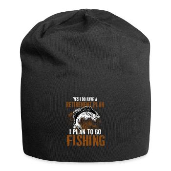 Cadeau du pêcheur à la canne à pêche - Bonnet en jersey - noir - Devant