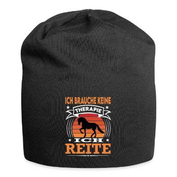 Reiten Reitsport Pferde Reiter Reiterin Retro - Jersey-Beanie - Schwarz - Vorne